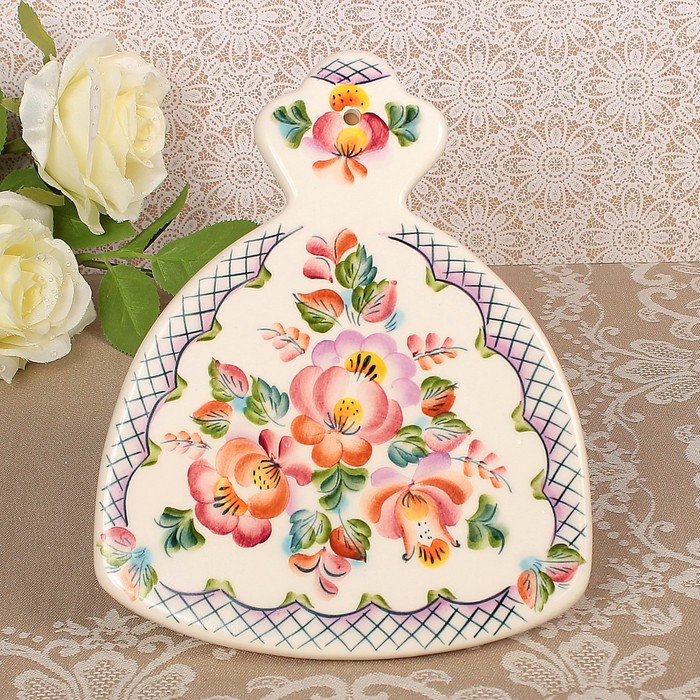 Доска разделочная «Русский сувенир», цветы, 17,5х22,5 см, 1 сорт