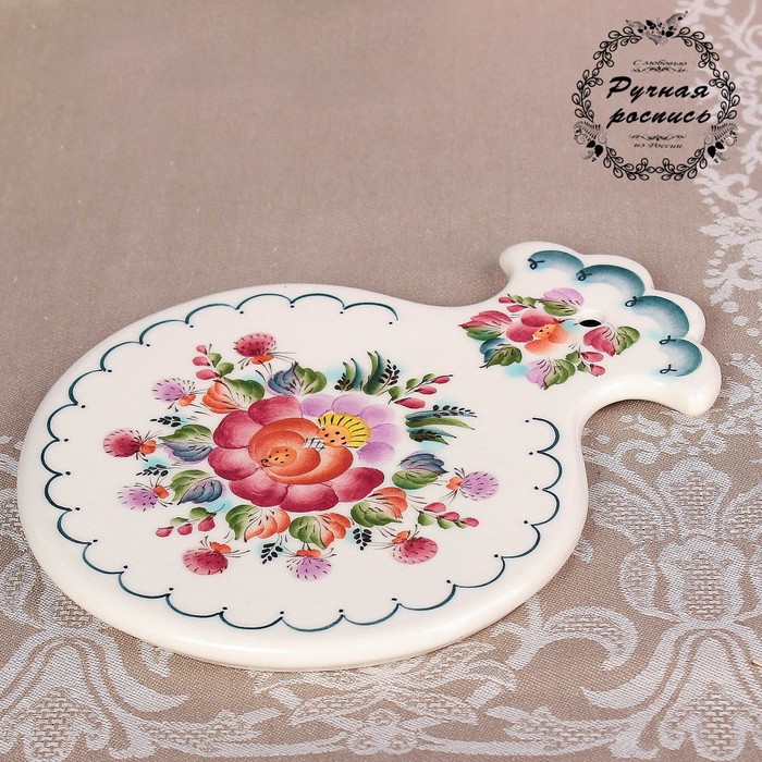 Доска разделочная «Яблоко», цветы, 17,2х22,2х1,5 см, 1 сорт