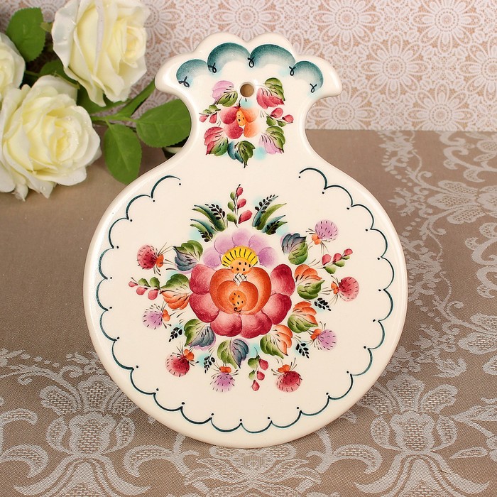 Доска разделочная «Яблоко», цветы, 17,2х22,2х1,5 см, 1 сорт