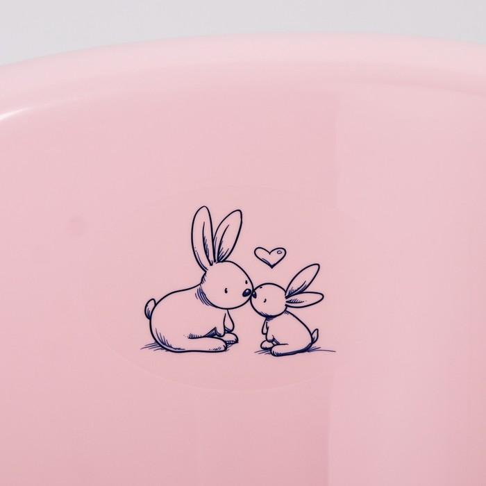 фото Ванна детская «кролики» со сливом и термометром, 102 cм, цвет розовый tega baby