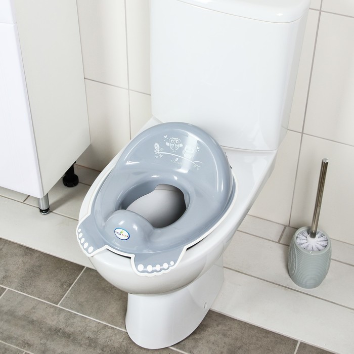 Детская накладка на унитаз антискользящая «Совы», цвет серый