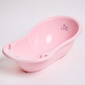 Ванна детская «Кролики» со сливом и термометром, 86 см, цвет розовый