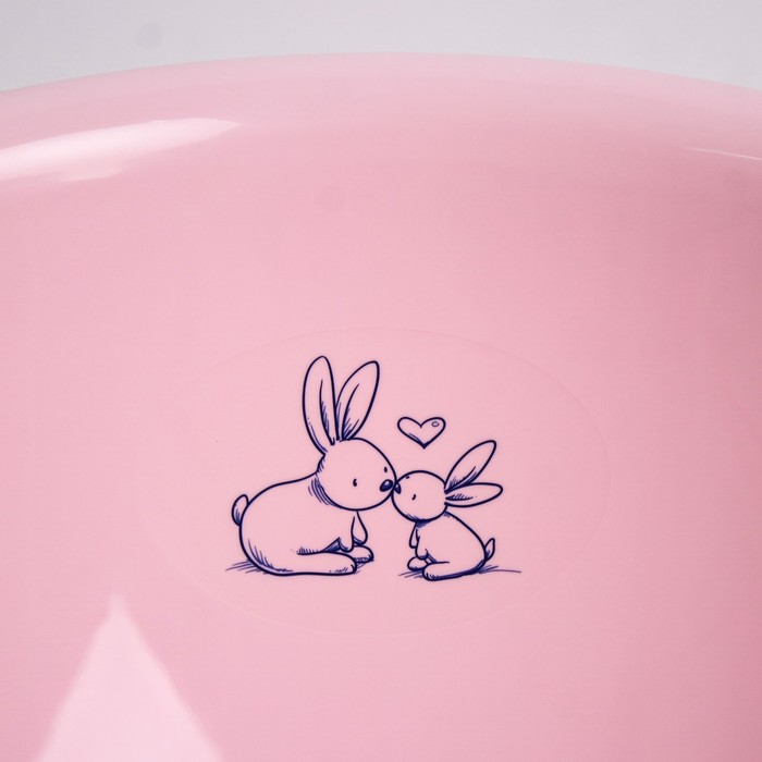 Ванна детская «Кролики» со сливом и термометром, 86 см, цвет розовый