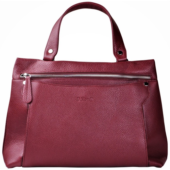 Сумка женская, 4 отдела на молнии, натуральная кожа, цвет бордовый