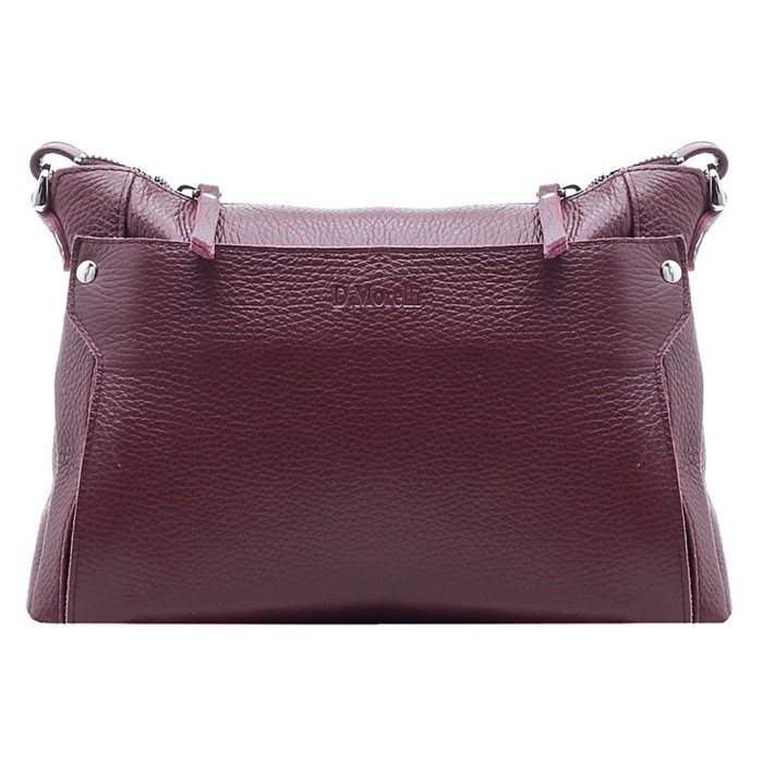 Сумка женская на молнии, 2 отделения, натуральная кожа, цвет бордовый