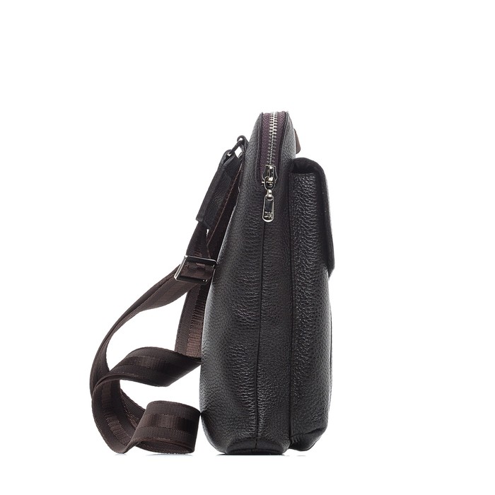 Сумка мужская на молнии, 2 отд, н/кожа, коричневый (DM-MS05-F002)