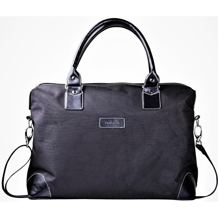 Сумка дорожная на молнии, 1 отд, текстиль/кож зам, чёрный (DM-DRS01-KZ001)