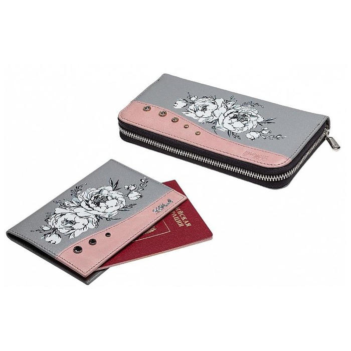 Портмоне женское на молнии, 7 отд, н/кожа, серый (SW-P006-K315-028)