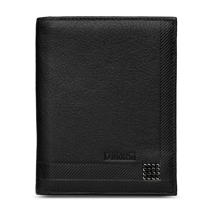 Портмоне мужское без застежки, 4 отделения, натуральная кожа, цвет чёрный