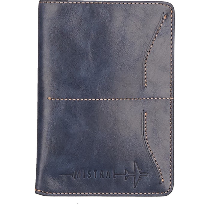 Футляр для паспорта с хлястиком, 1 отдел, 3 кармана, цвет синий