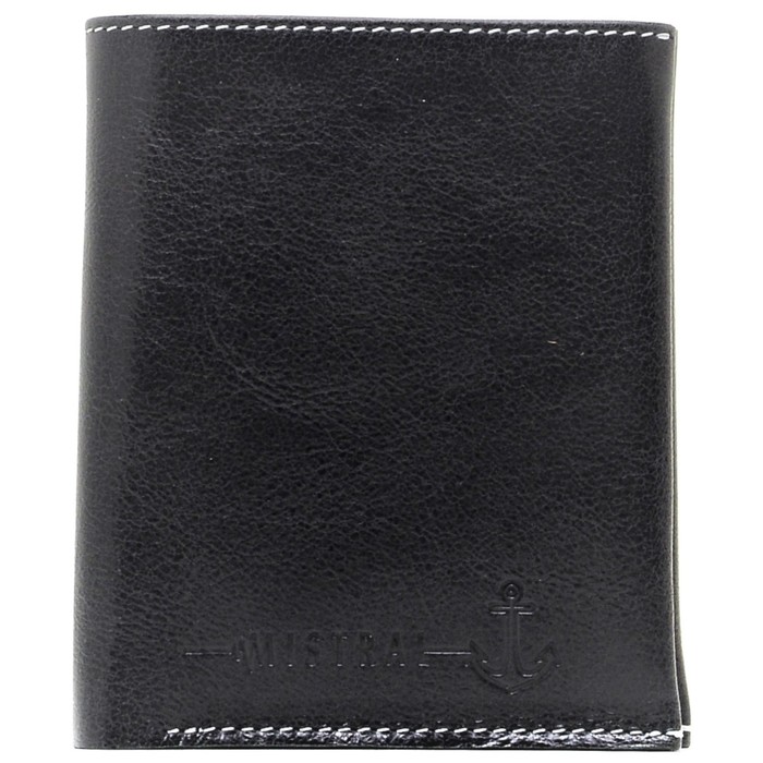 Портмоне мужское без застежки, 2 отделения, натуральная кожа, чёрный