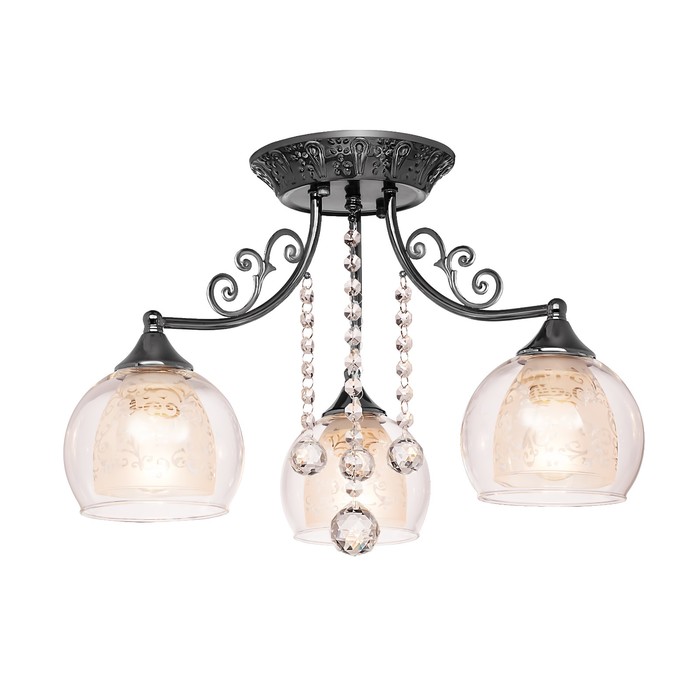 Люстра потолочная "Moonlight" 3x60Вт Е14 черный жемчуг 50x50x28см