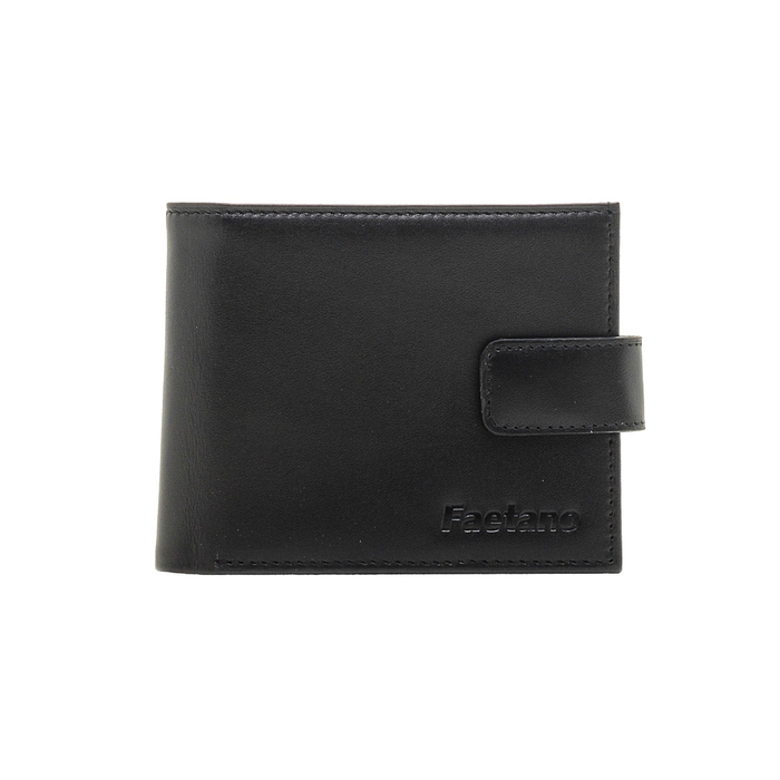 Портмоне мужское на кнопке, 3 отделения, натуральная кожа, цвет чёрный