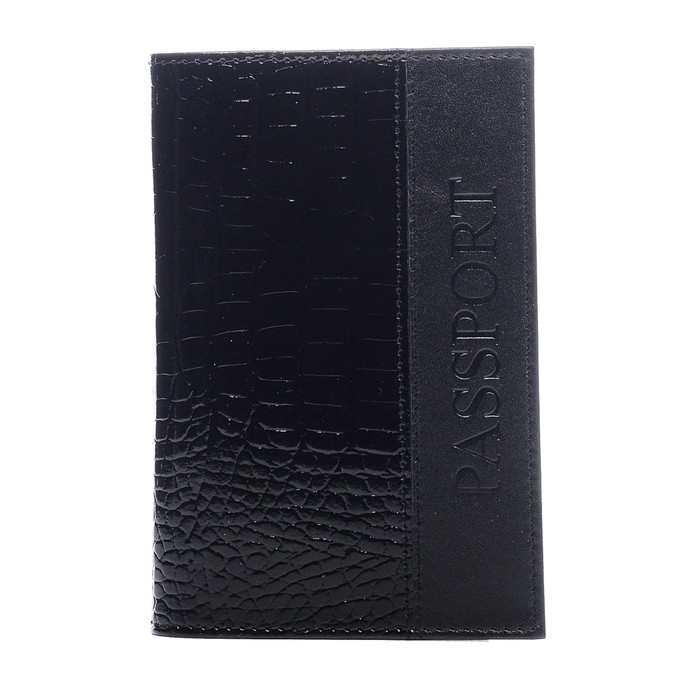 Обложка для паспорта без застежки, натуральная кожа, чёрный (FT-PS11-KR01)