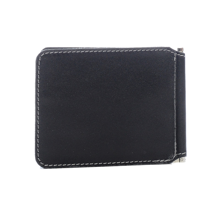 Зажим для купюр без застежки, 1 ряд, 6 карманов, натуральная кожа, чёрный (FT-ZM07-K01)