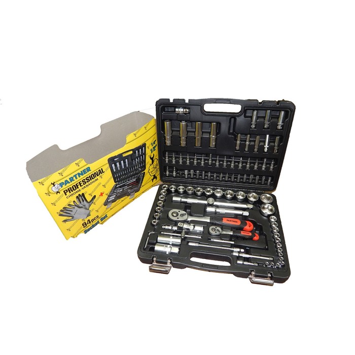 Набор инструмента Partner PA-4094, 1/4", 1/2", головки 6-гр. 4-32 мм, 94 пр., кейс