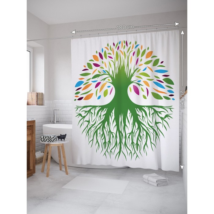 

Фотоштора для ванной «Дерево жизни», размер 180 х 200 см, разноцветный