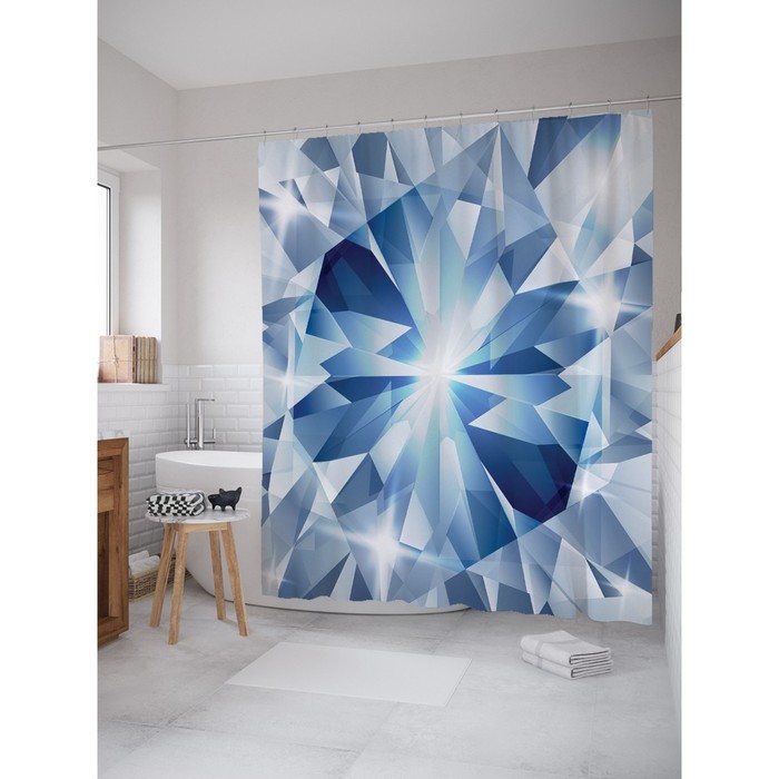 Фотоштора для ванной "Грани алмаза", ш 180 х в 200 см, разноцветный