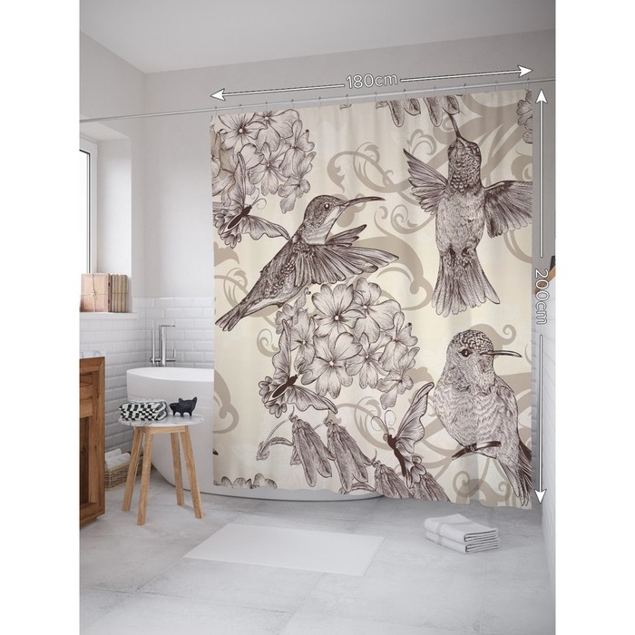 

Фотоштора для ванной «Полет колибри», размер 180 х 200 см, разноцветный