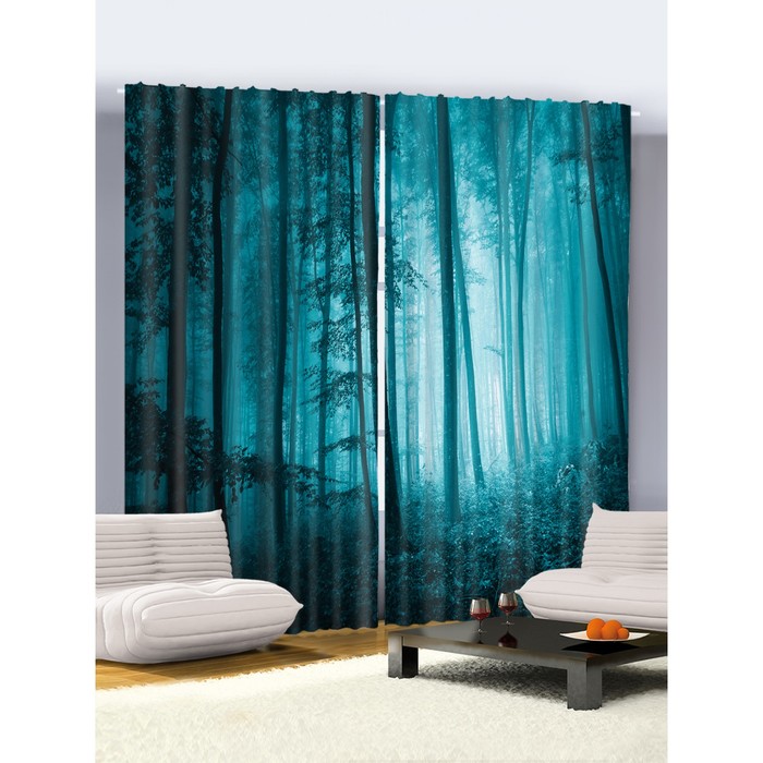 Комплект фотоштор "Туманный лес", ш 145 х в 265 см - 2 шт, разноцветный