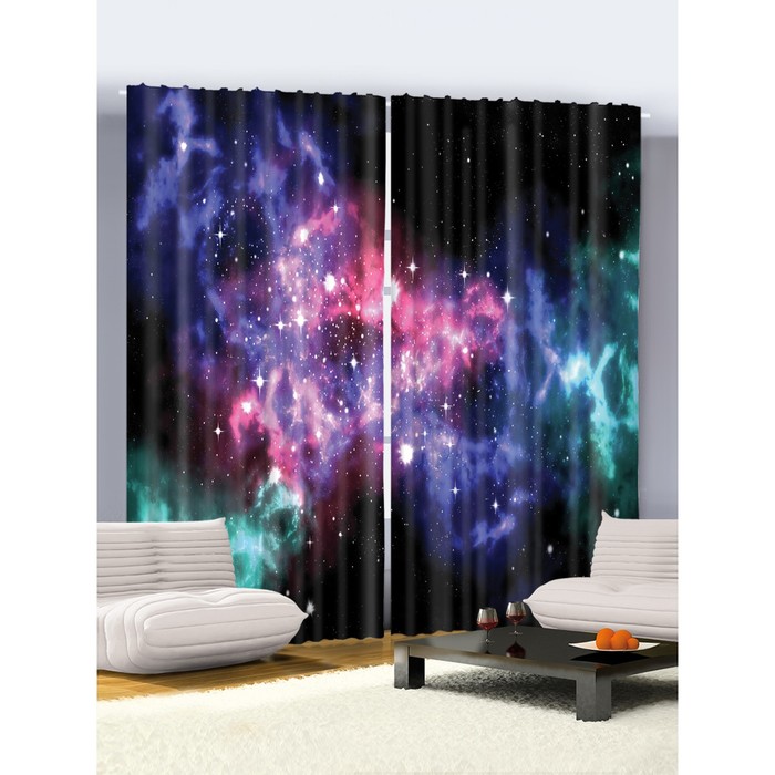 Комплект фотоштор "Космос", 145 х 265 см - 2 шт, разноцветный