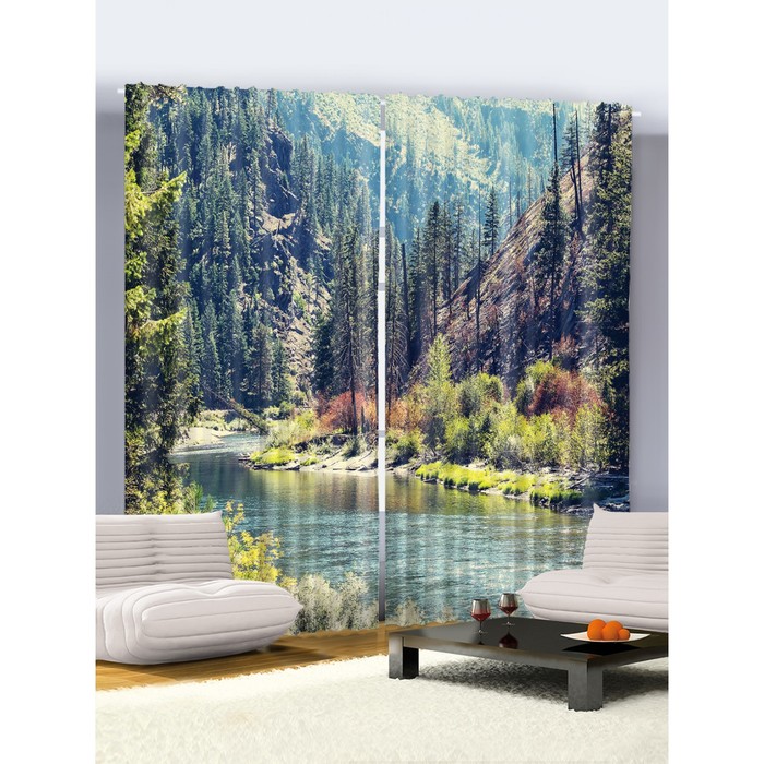 Комплект фотоштор "Горная речка", 145 х 265 см - 2 шт, разноцветный