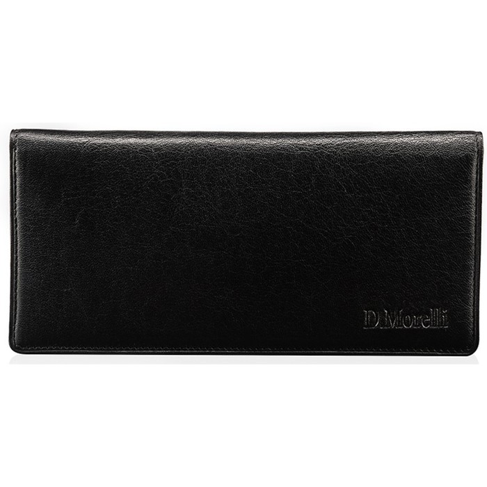 Портмоне мужское для купюр на клапане, 3 отделения, натуральная кожа, цвет чёрный