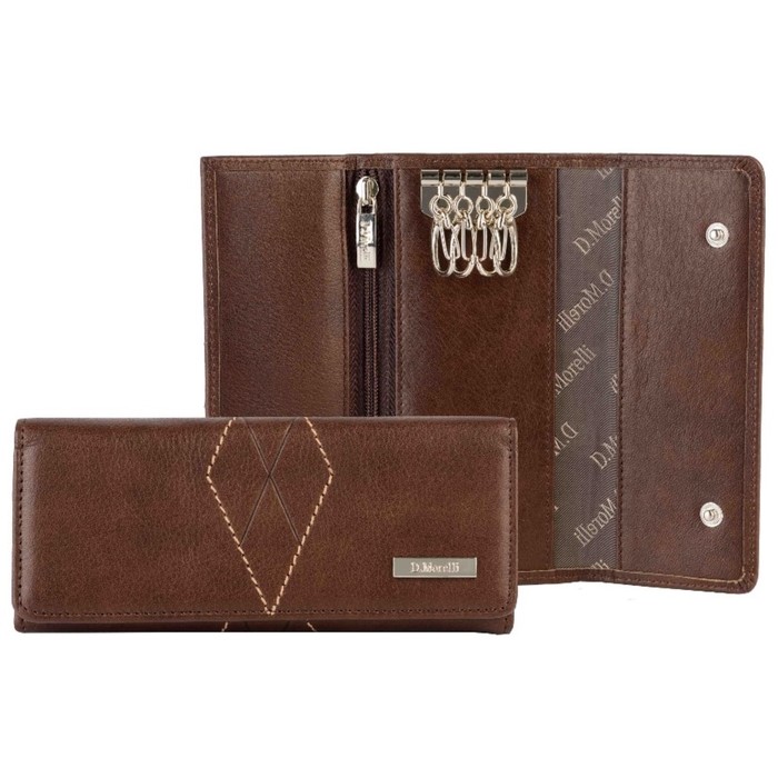 Ключница на кнопке, н/кожа, коричневый (DM-KL04-K022)