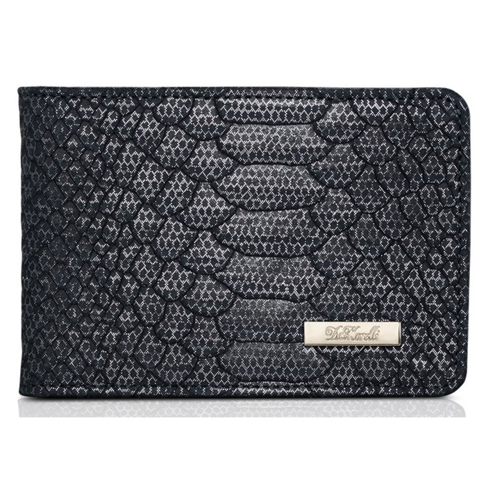 Визитница без застёжки, 4 ряд, 16 карманов, натуральная кожа, цвет синий