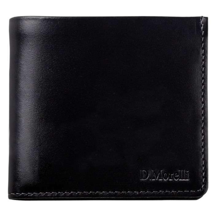 Портмоне мужское на кнопке, 2 отделения, натуральная кожа, цвет чёрный