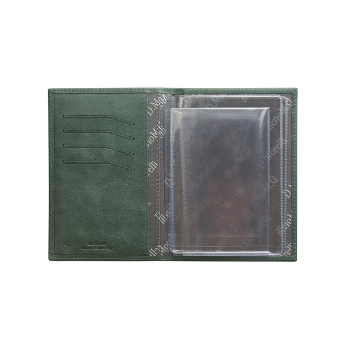 Бумажник для автодокументов, отдел для кредитных карт, 10 карманов,, цвет зелёный