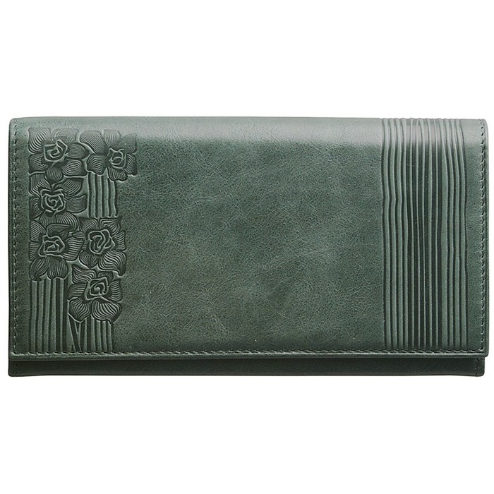 Портмоне женское на кнопке, 7 отд, н/кожа, зеленый (DM-P099-KT97)