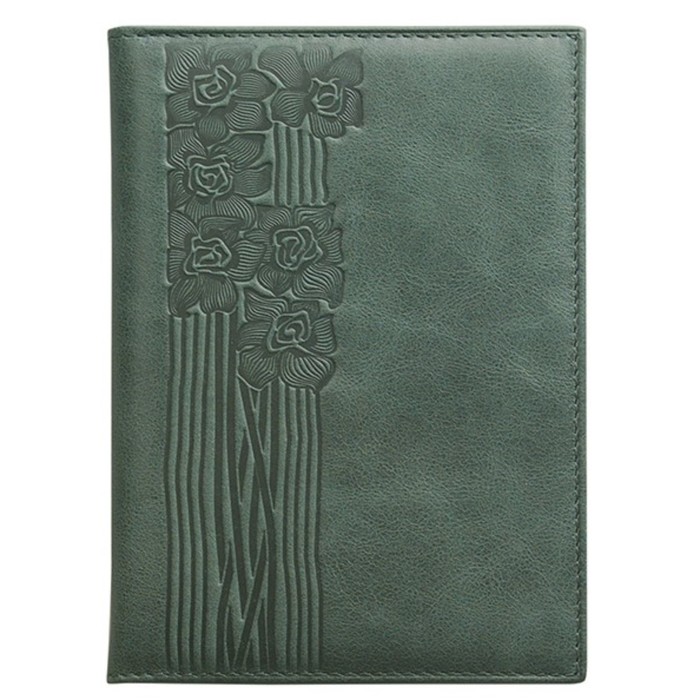 Обложка для паспорта без застежки, натуральная кожа, зелёный