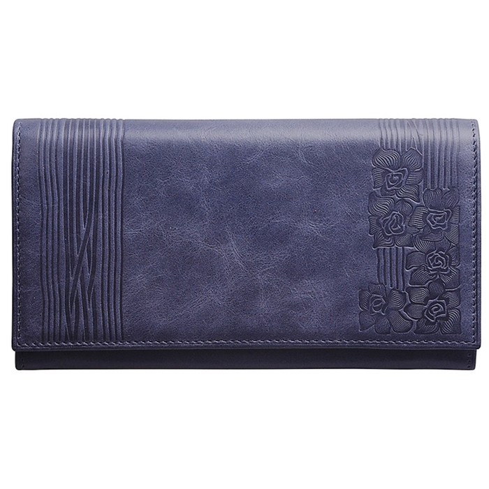 Портмоне женское на кнопке, 7 отд, н/кожа, синий (DM-P099-KT48)