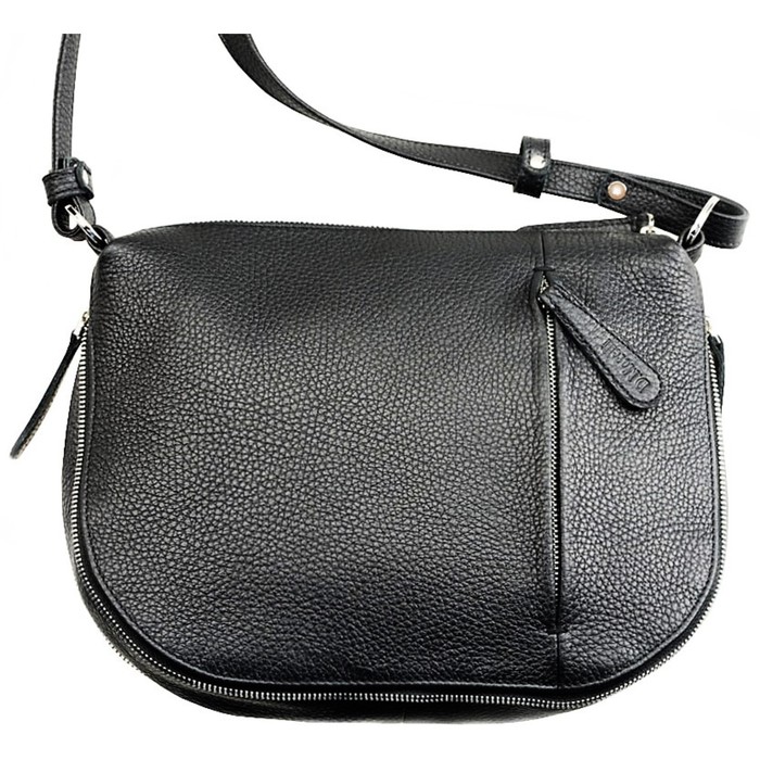 Сумка женская на молнии, 1 отдел, натуральная кожа, цвет чёрный