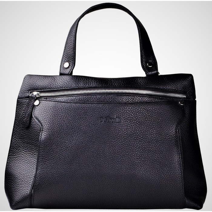Сумка женская, 4 отдела на молнии, натуральная кожа, цвет чёрный