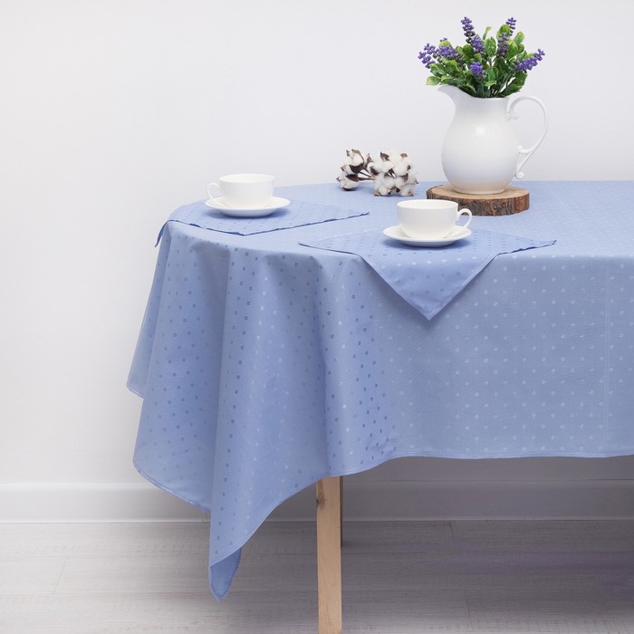 Скатерть "Голубая лагуна" 140х210 см,салфетка 30х30 см(6шт),принт МИКС