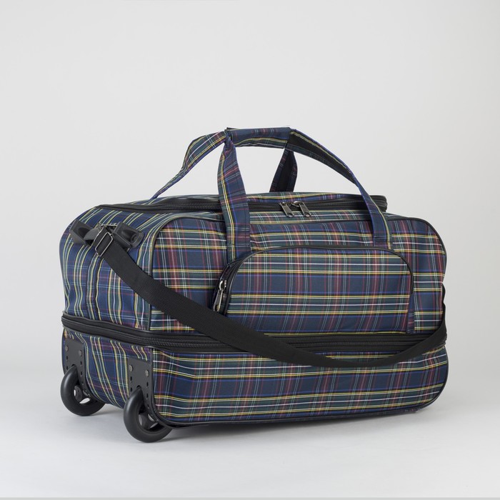 Сумка дорожная на колёсах, с расширением, 1 отдел, 1 наружный карман, цвет синий/жёлтый
