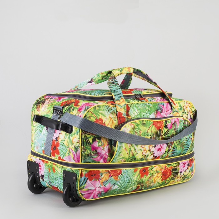 Сумка дорожная на колёсах «Тропики», с расширением, 1 отдел, наружный карман