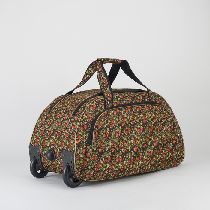 Сумка дорожная на колёсах, 1 отдел, 1 наружный карман, цвет жёлтый/хохлома