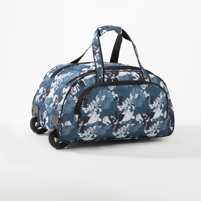 Сумка дорожная на колёсах «Цветы», 1 отдел, 1 наружный карман, цвет коричневый