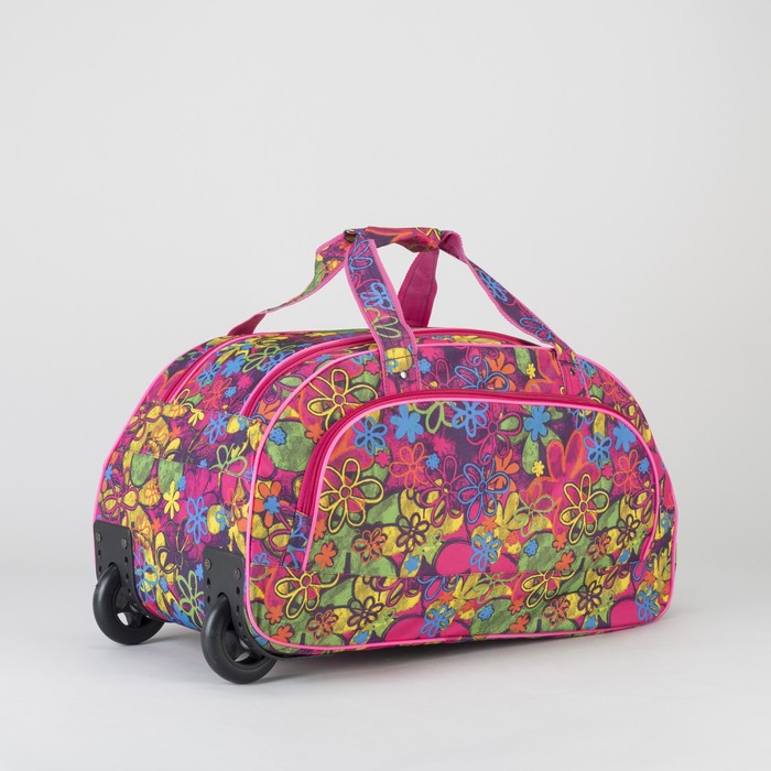 Сумка дорожная на колёсах «Цветы», 1 отдел, 1 наружный карман