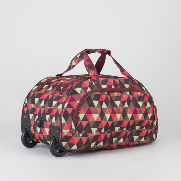 Сумка дорожная на колёсах "Мозаика", 1 отдел, 1 наружный карман, цвет красный
