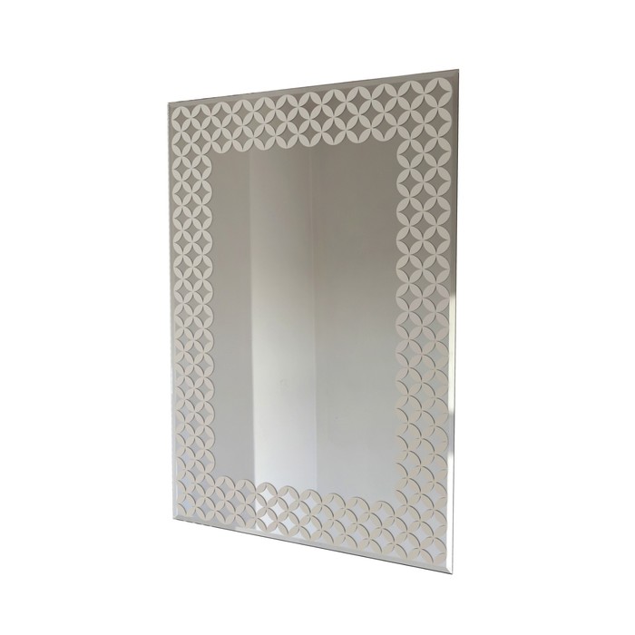 Зеркало прямоугольное 50х79,5 см, 4 мм , фацет 10 мм, пескоструйный рисунок, арт_19-1