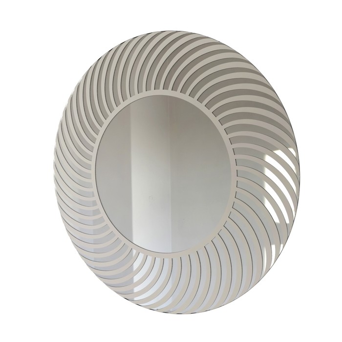 Зеркало круглое 70 см, 4 мм еврокромка, пескоструйный рисунок, арт_3