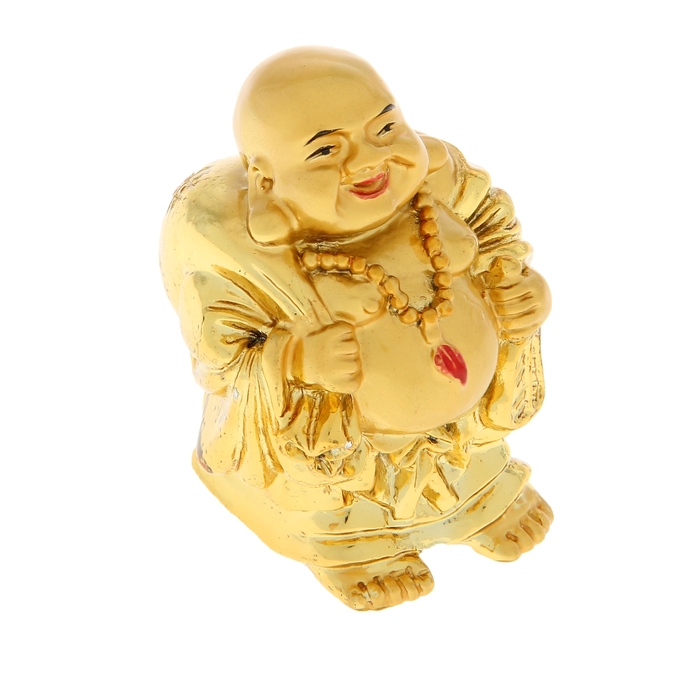 Нэцкэ под золото "Хотей с мешком и опахалом"