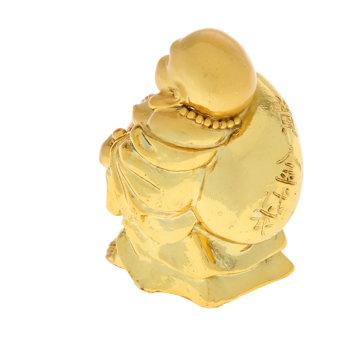 Нэцкэ под золото "Хотей с мешком и опахалом"