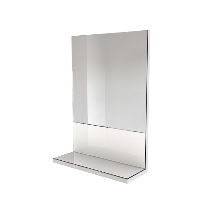 Зеркало с полкой 40х56,6 см, 4 мм еврокромка, ЛДСП 16 мм, белый, арт_44