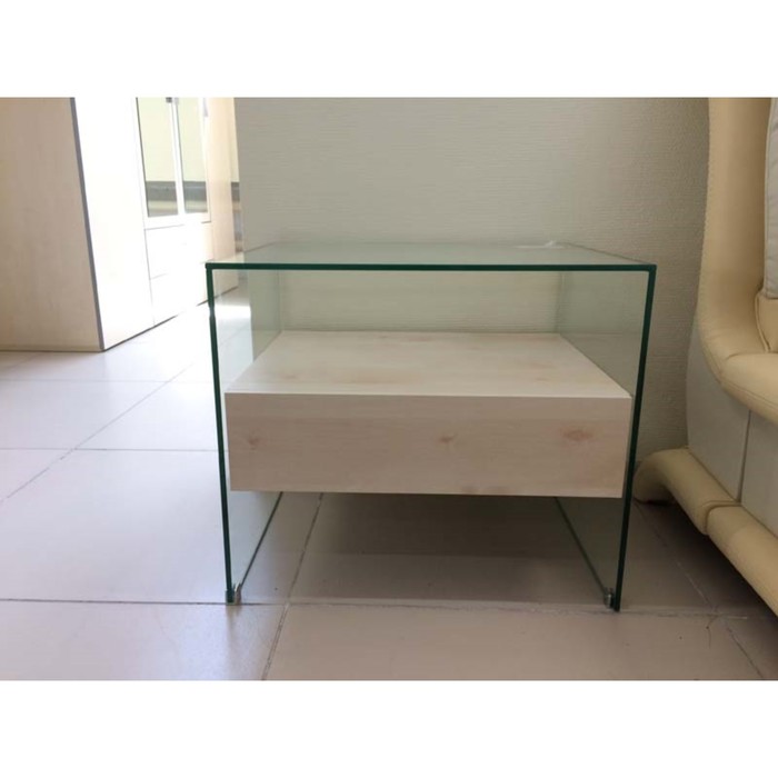 Тумба стеклянная, 8 мм сырое стекло, ящики ЛДСП 16 мм, арт_80