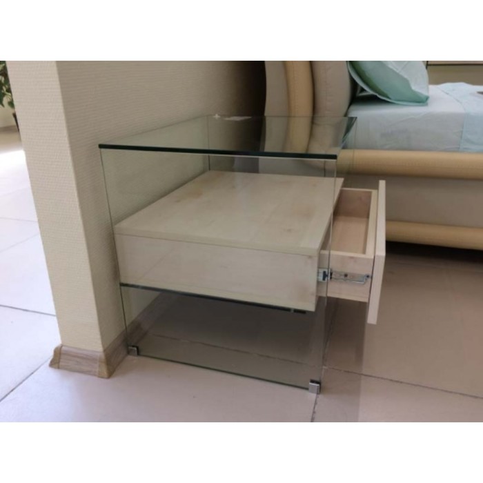 Тумба стеклянная, 8 мм сырое стекло, ящики ЛДСП 16 мм, арт_80